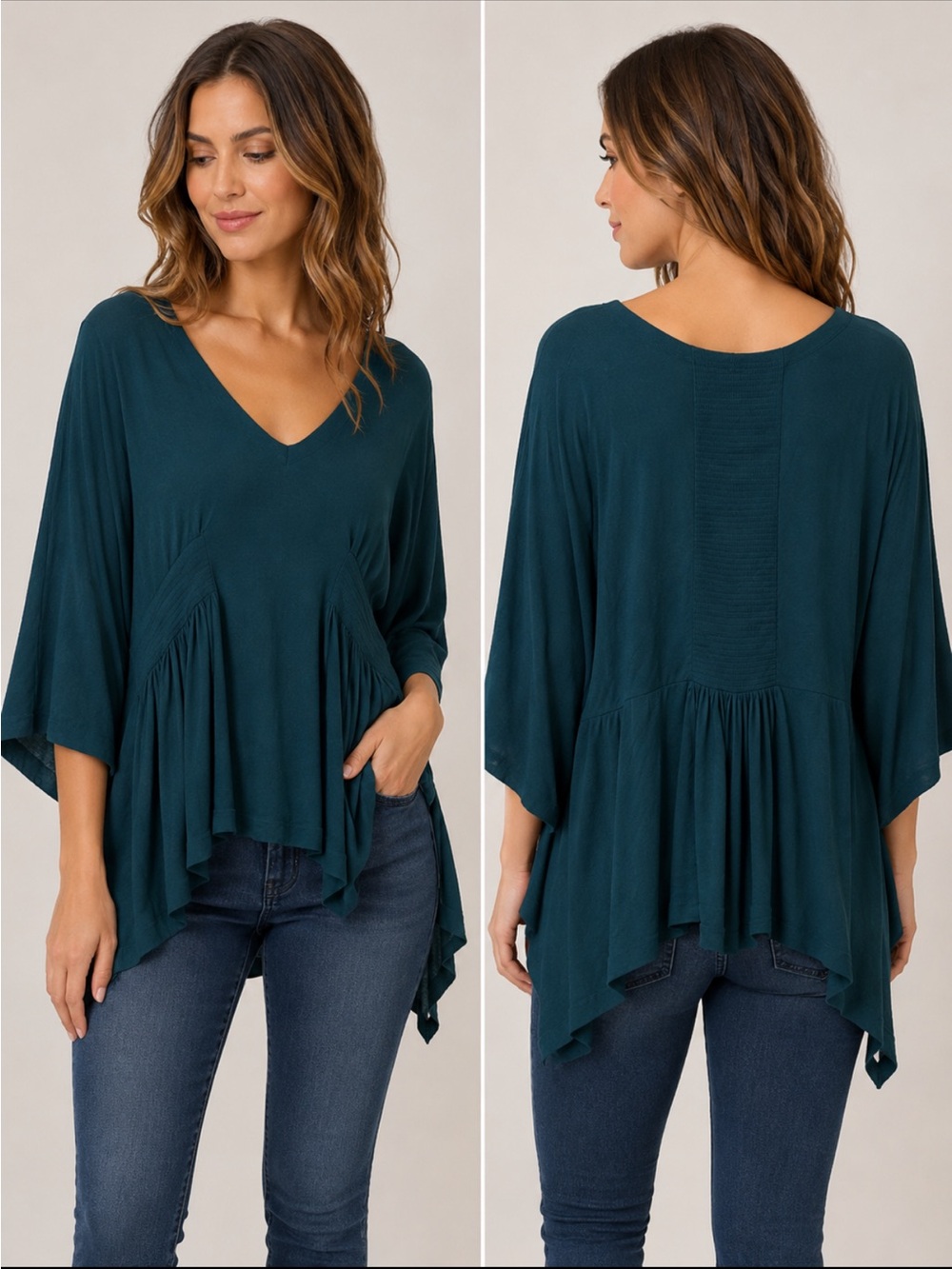 Free People Dusk meets Dawn Teal Oversized Tunic Top